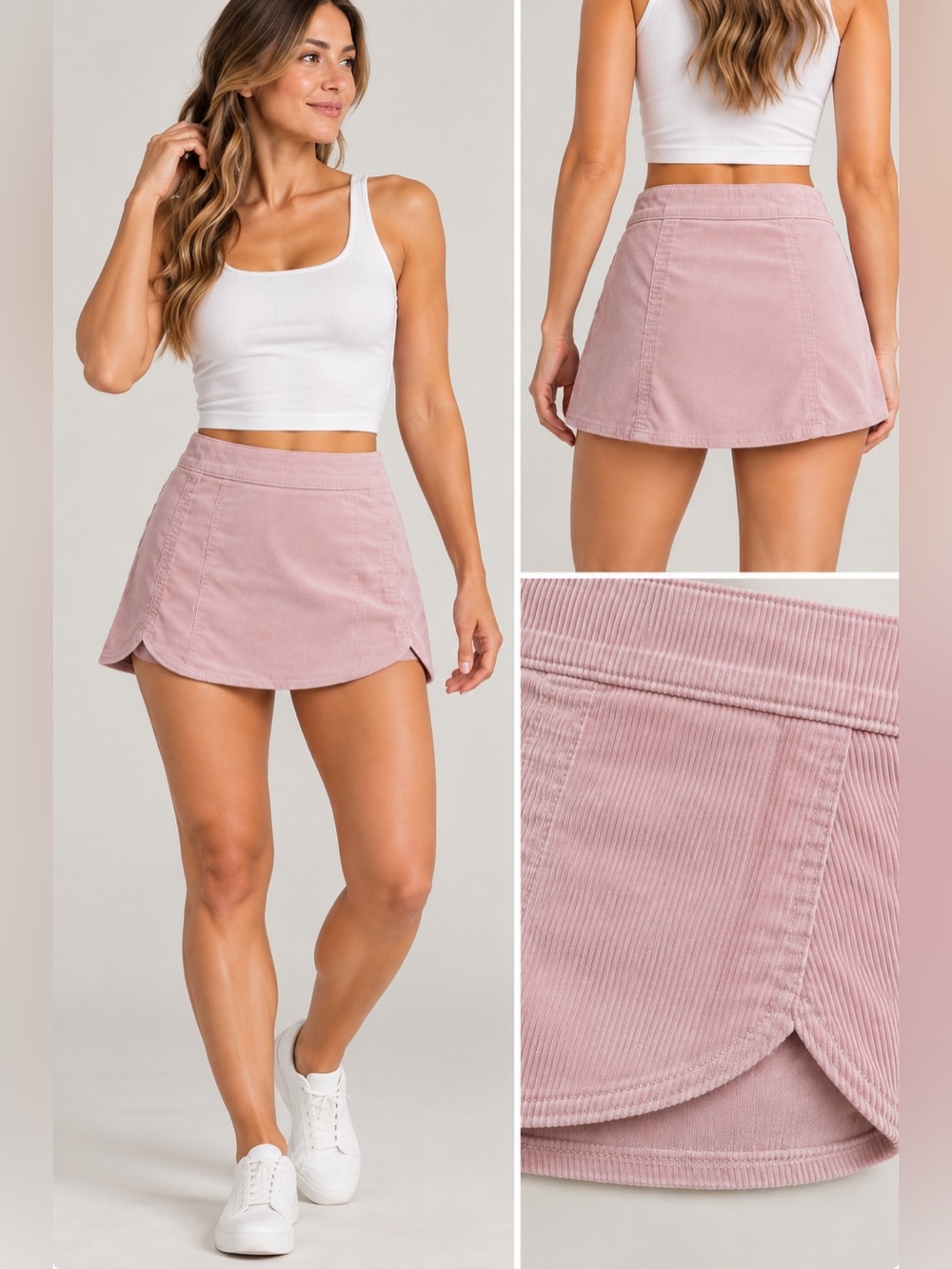 PacSun Dusty Pink Corduroy Mini Skirt size 27